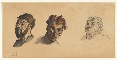 Drei männliche Köpfe tekijältä Honoré Daumier