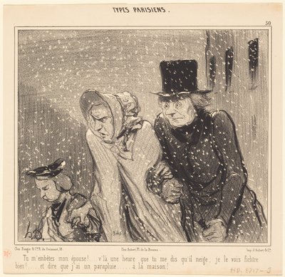 Sinä häirit minua, vaimoni!... Tässä on tunti... tekijältä Honoré Daumier