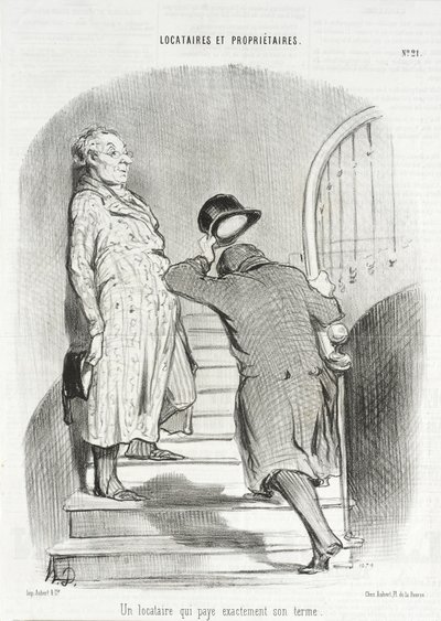 Vuokralainen, joka maksaa vuokransa täsmällisesti tekijältä Honoré Daumier