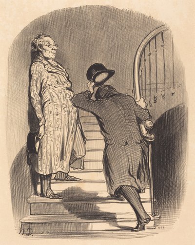 Vuokralainen, joka maksaa vuokransa täsmällisesti tekijältä Honoré Daumier