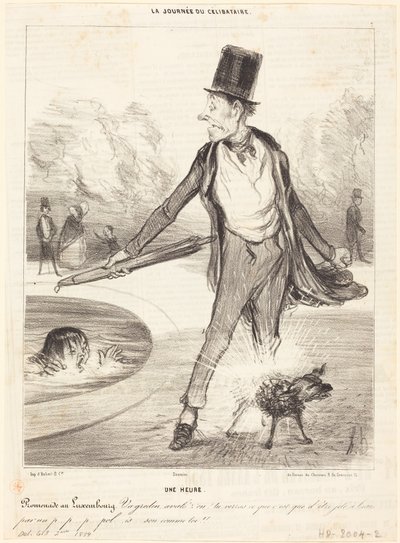 Kello yksi - Kävely Luxembourgin puistossa tekijältä Honoré Daumier