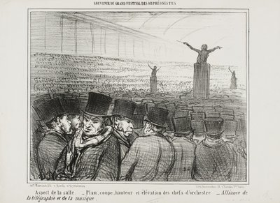 Näkymä suureen saliin, levy 1 Souvenir Du Grand Festival Des Orphéonistesista tekijältä Honoré Daumier
