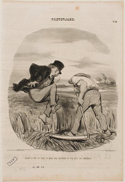 Kun tehdään heinää, ei pidä mennä liian lähelle niittäjiä tekijältä Honoré Daumier