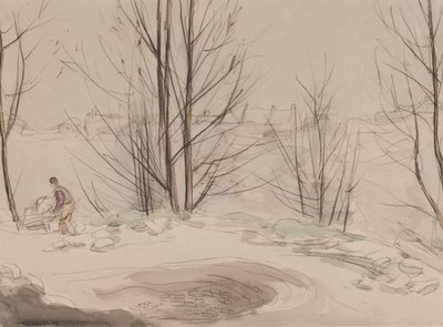 Carshalton Quarry, 1907 (liitu ja wc paperilla) tekijältä Horace Mann Livens