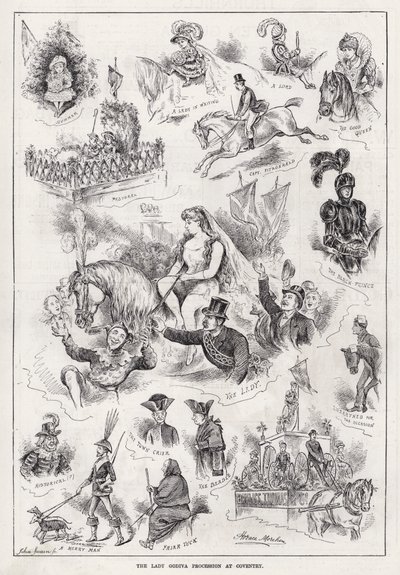 Lady Godivan kulkue Coventryssa (kaiverrus) tekijältä Horace Morehen