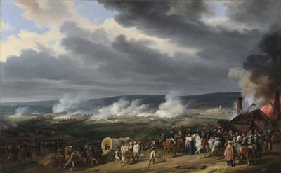 Jemappesin taistelu (Jemmapes) 6. marraskuuta 1792 Itävallan ja Ranskan välillä (ranskalaisten voitto, kenraali Charles Francois Dumouriezin (1739-1823) komennot. Emile Jean Horace Vernet