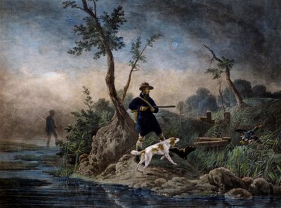 Ankkametsästystä suossa, kaiverrus Horace Vernet