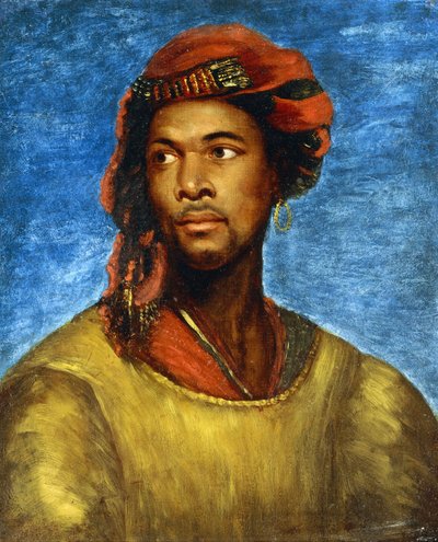 Muotokuva maurista punaisella turbaanilla tekijältä Emile Jean Horace Vernet