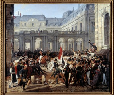 Orléansin herttua lähti kuninkaallisesta palatsista mennäkseen Hotel de Villeen (31. heinäkuuta tekijältä Emile Jean Horace Vernet