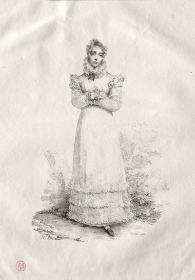 Nuori nainen seisomassa. tekijältä Emile Jean Horace Vernet