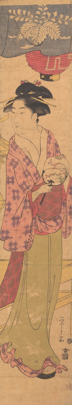 Tyttö tuulettimen kanssa, n. 1780. tekijältä Hosoda Eishi
