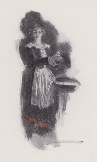 Kuvitus Evangelinelle, Tarina Arcadiesta, kirjoittanut Henry Wadsworth Longfellow (litho) tekijältä Howard Chandler (after) Christy