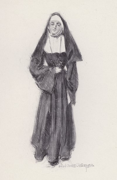 Kuvitus Evangelinelle, Tarina Arcadiesta, kirjoittanut Henry Wadsworth Longfellow (litho) tekijältä Howard Chandler (after) Christy