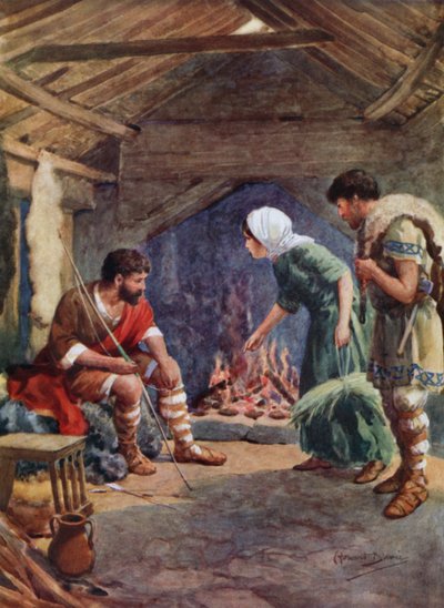 Alfred Suuri siistissä lauman mökissä (väri litho) tekijältä Howard Davie