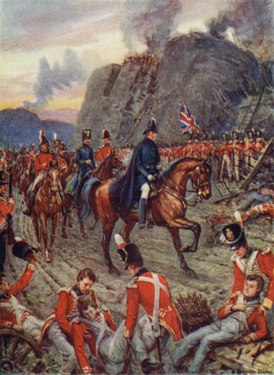 Wellingtonin herttua Badajosin piirityksessä (väri litho) tekijältä Howard Davie