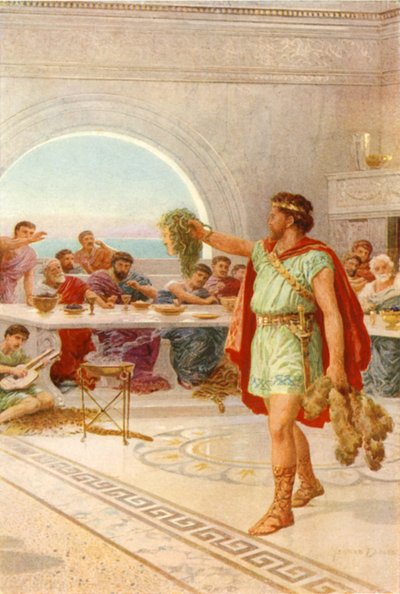 "Sitten Perseus nosti Gorgonin pään" (väri litho) tekijältä Howard Davie