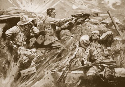 Private Cooke jatkaa konekiväärin ampumista sen jälkeen, kun jokainen aseryhmän jäsen oli kuollut tai haavoittunut tekijältä Howard K. Elcock