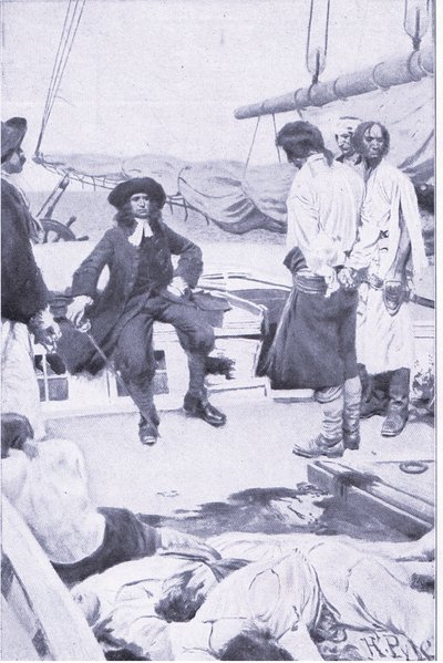 Eversti Brett ja merirosvo, kirjasta Howard Pyles Book of Pirates, Harper & Bros, 1921. tekijältä Howard Pyle