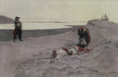 Kuolleet miehet eivät kerro tarinoita, 1899 (öljy kankaalle ja grisaille) tekijältä Howard Pyle
