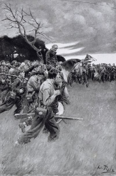 "Hänen armeijansa hajosi ja seurasi häntä itkien ja nyyhkyttäen", kuva A.R.H. Ranson, pubi. Harper