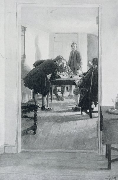 Old Raleigh Tavernissa, kuvitus Woodrow Wilsonin pubista "At Home in Virginia". Harper