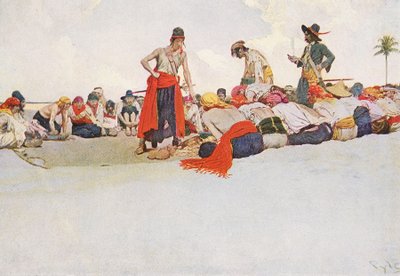 Niin aarre jaettiin, 1900-luvun alku (kirjan kuvitus). tekijältä Howard Pyle
