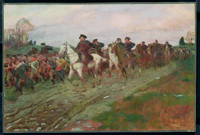 The Retreat through the Jerseys, Henry Cabot Lodgen (1850-1924) teoksesta The Story of the Revolution, julkaistu Scribner