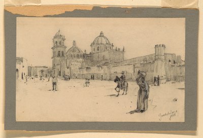 Piirros, Kirkko Guadalajarassa (Meksiko), 1888. tekijältä Howard Russell Butler