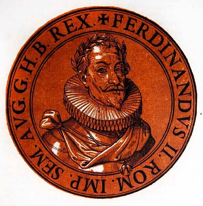 Medaljonkimuotokuva Ferdinand II:sta, Pyhän Rooman keisarista tekijältä Hubert (after) Goltzius