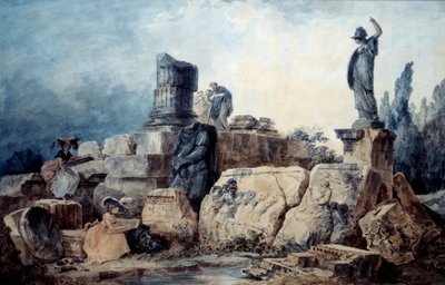 Sarjakuvapiirtäjät. Piirustus Hubert Robertin (1733-1808) mukaan tekijältä Hubert (after) Robert