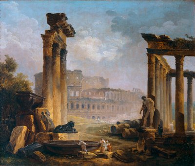 Ruines romaines avec le Colisee - Roomalaiset rauniot ja Colosseum ... tekijältä Hubert (circle of) Robert