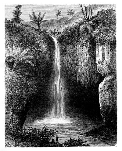 Joen pudotus, Tondano, Indonesia, 1800-luku. tekijältä Hubert Clerget
