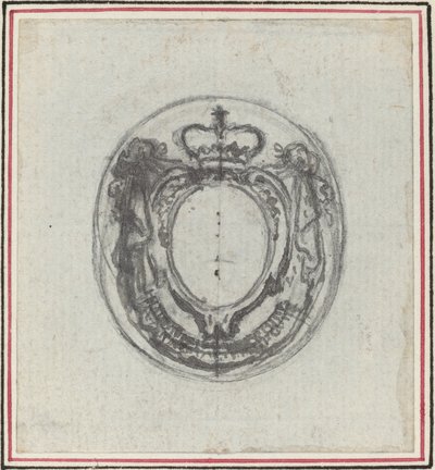 Armorial Cartouche kruunulla ja swageilla tekijältä Hubert Francois Gravelot