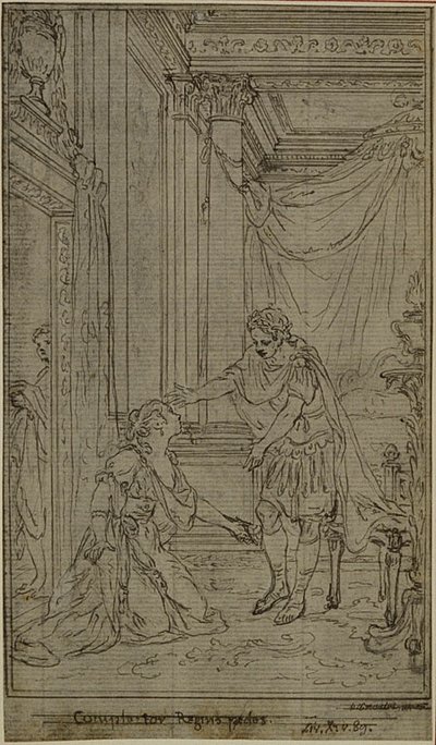 Lucainin "La Pharsale" -teoksen opus, Canto X. tekijältä Hubert Francois Gravelot