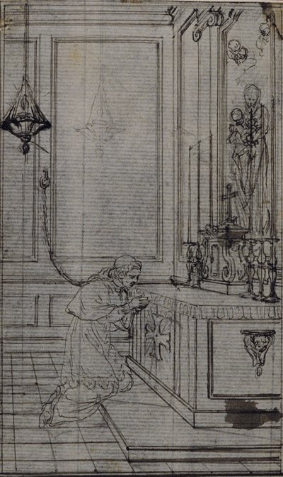 Tutkimus vinjettiä varten Abbé Dinouartin teoksessa "Vie du Venerable don Juan de Palafox", s. 256. tekijältä Hubert Francois Gravelot