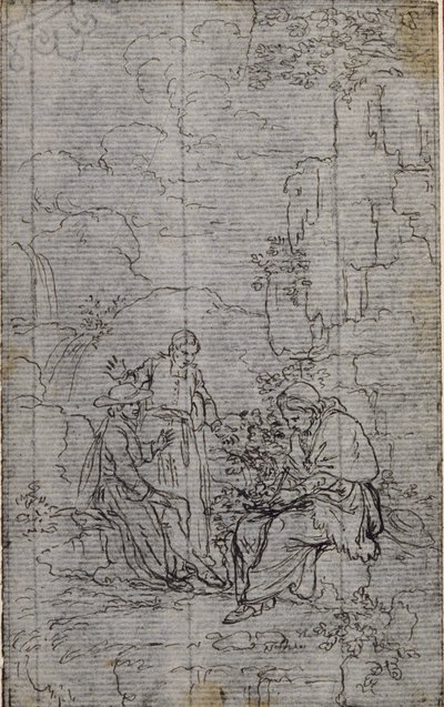 Tutkimus vinjettiä varten Abbé Dinouartin teoksessa "Vie du Venerable don Juan de Palafox", s. 391. tekijältä Hubert Francois Gravelot