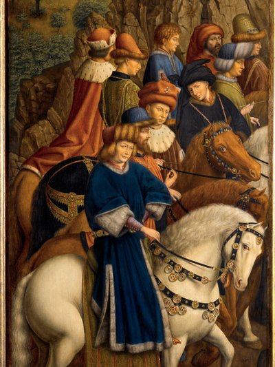Yksityiskohta oikeudenmukaisista tuomareista, Gentin alttaritaulun vasen alapaneeli tekijältä Hubert & Jan van (1390 1441) (after) Eyck