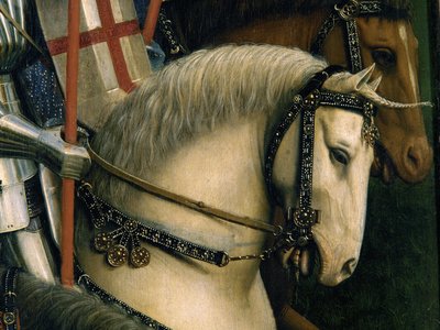 Detail der Ritter Christi, vom Genter Altar von Hubert & Jan van (1390-1441) Eyck