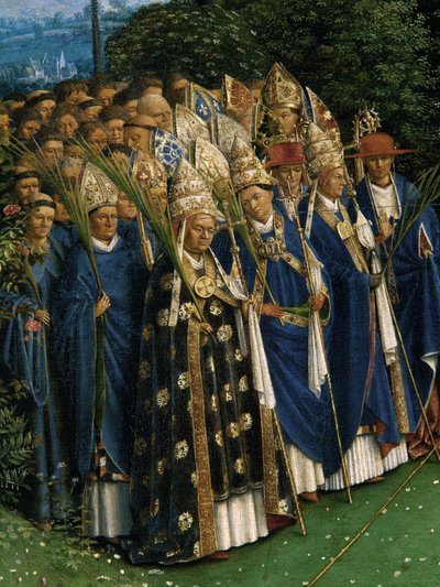 Yksityiskohta Mystisen Karitsan palvonnasta, Gentin alttaritaulusta, keskipaneelin alaosa tekijältä Hubert & Jan van (1390 1441) Eyck