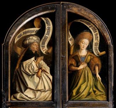 Erythraean Sibyl ja Cumaean Sibyl, Gentin alttaritaulun vasemman siiven ulkopuolelta tekijältä Hubert & Jan van (1390 1441) Eyck