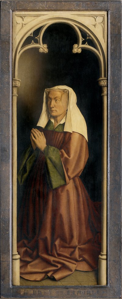 Lysbette Borluut, yksityiskohta Gentin alttaritaulusta, suljettu (öljy paneelissa) tekijältä Hubert & Jan van (1390 1441) Eyck