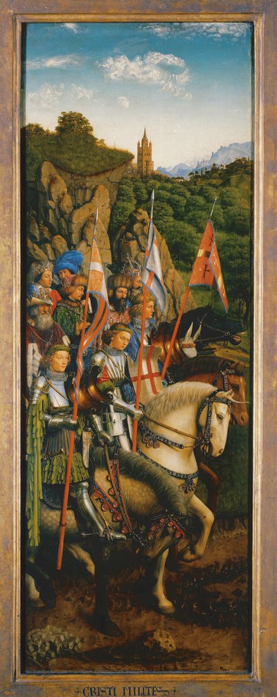 Kristuksen ritarit Gentin alttaritaulun vasemmalta puolelta tekijältä Hubert & Jan van (1390 1441) Eyck
