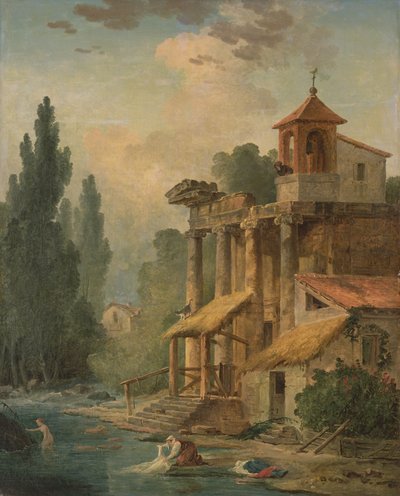 Caprice with a Hermitage, 1796 tekijältä Hubert Robert