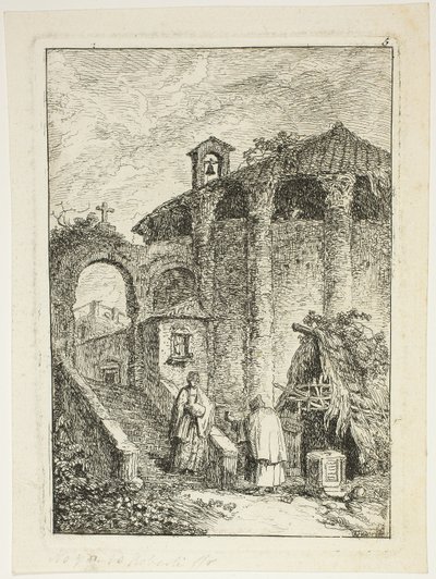 Muinainen temppeli, levy viisi kirjasta Evenings in Rome tekijältä Hubert Robert