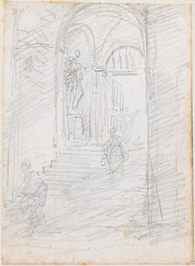 Figuurit monumentaalisella sisäportaalla [recto] tekijältä Hubert Robert