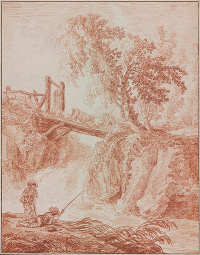 Paimenet ylittävät vesiputouksen tekijältä Hubert Robert