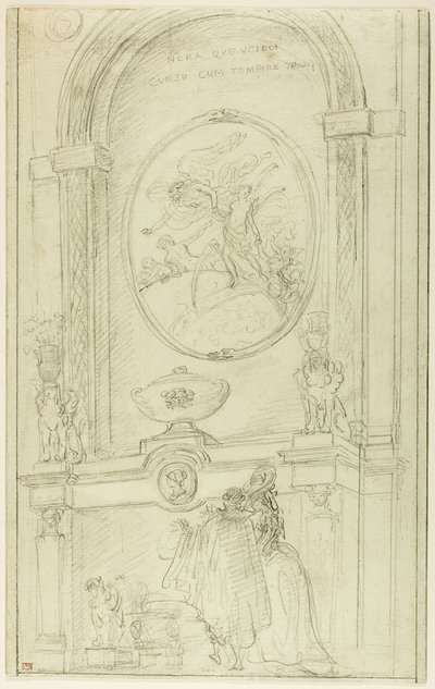 Sisätilojen pariskunta savupiipun edessä tekijältä Hubert Robert