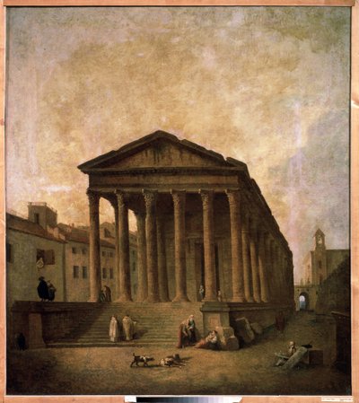 Aukion talo, Nimes, n.1780 tekijältä Hubert Robert