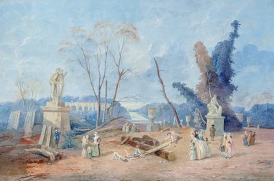 Versaillesin vihreä matto (guassi ja wc paperilla) tekijältä Hubert Robert