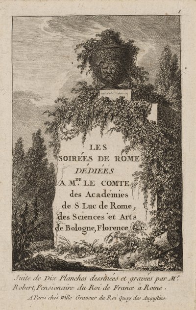 Lauta yksi iltaista Roomassa tekijältä Hubert Robert